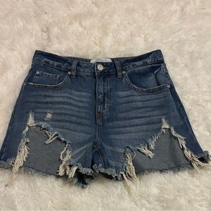 Trendy Frayed Denim High Waisted Shorts